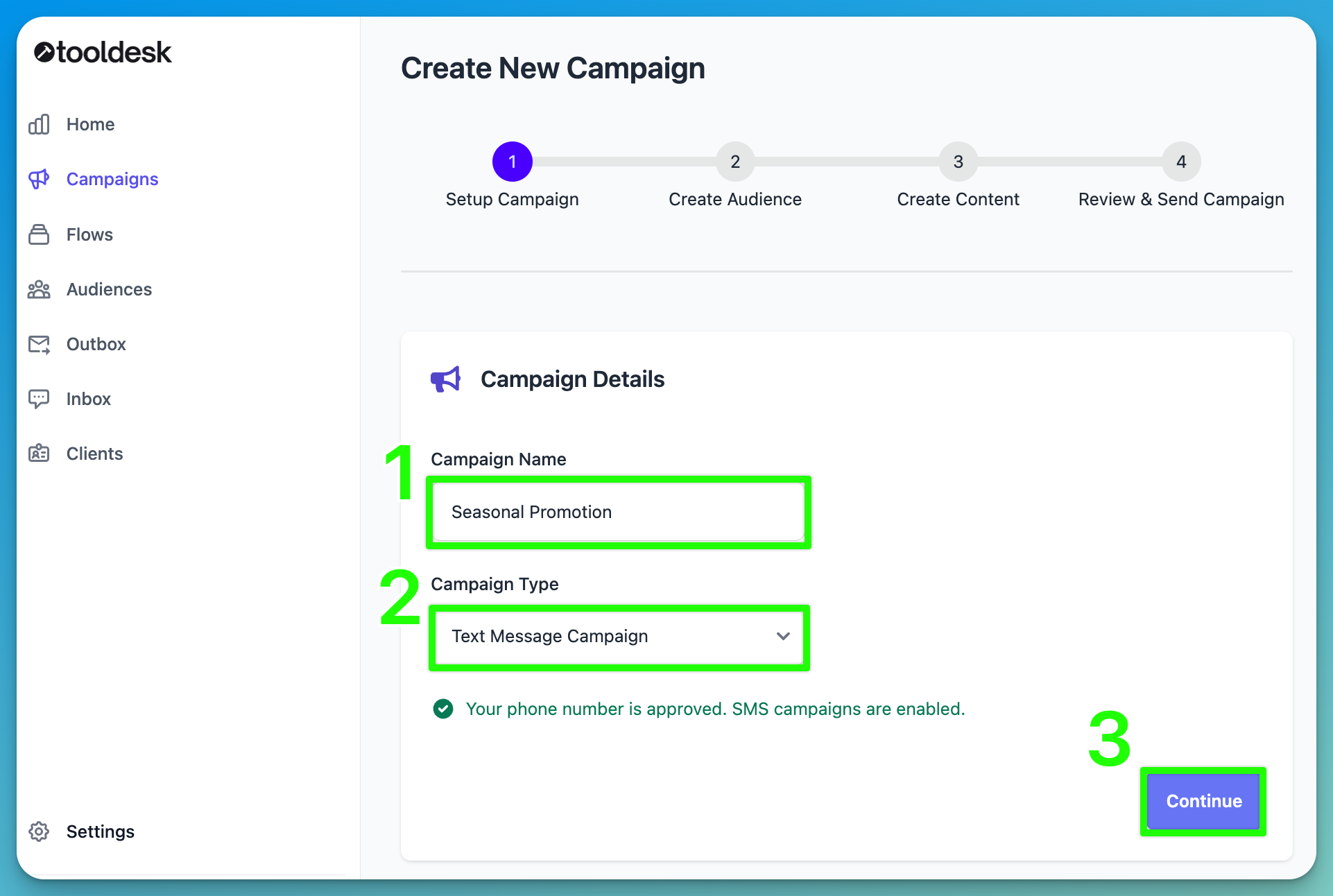 How to create an Email and SMS Campaign screenshot 1